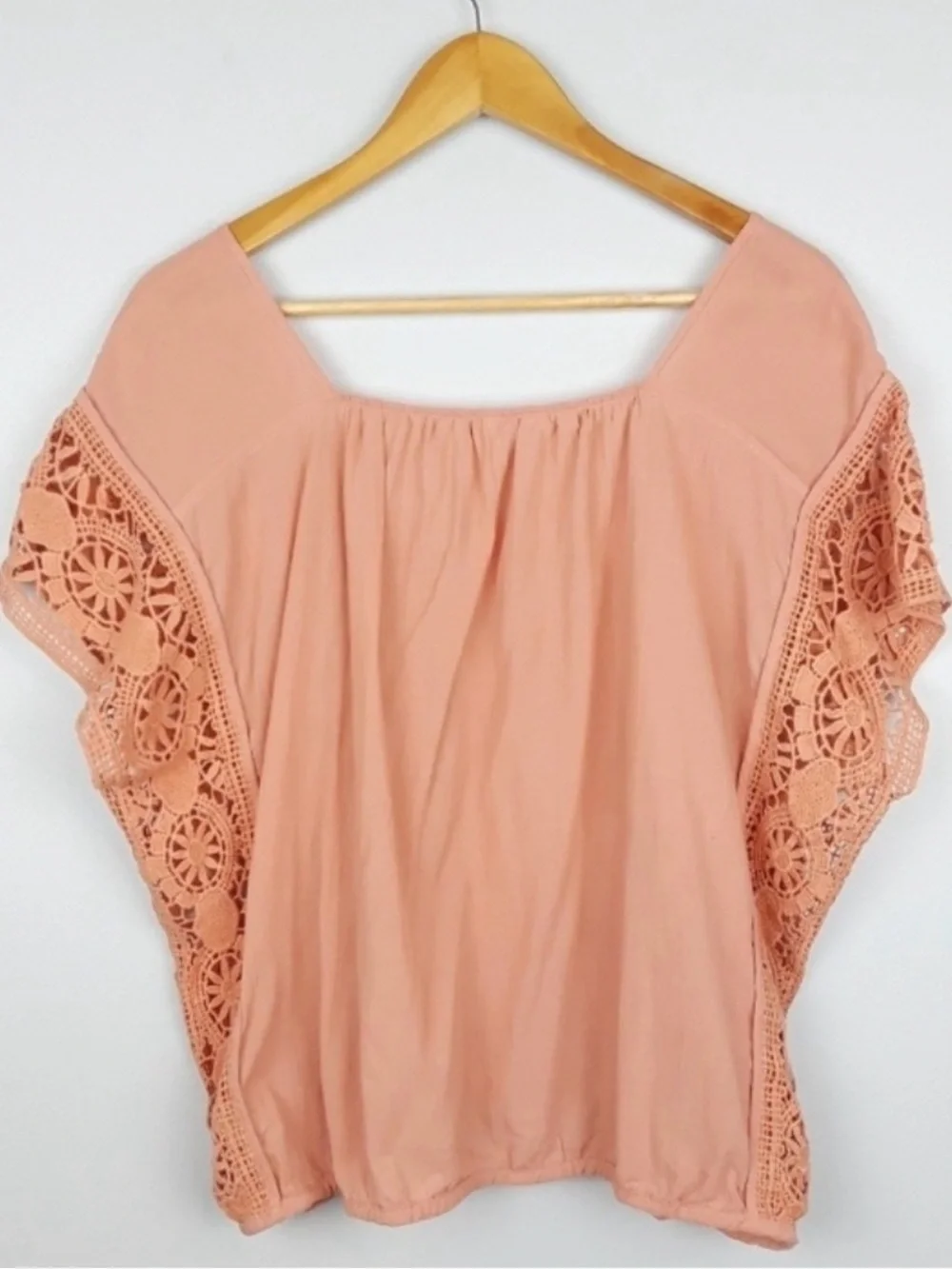 Free People | Crochet Peasant Boho Top | Peach - Picture 2 of 6